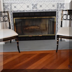 F03. Pair of Baker Furniture Historic Charleston Governor Alston Regency faux bamboo side chairs with caned seats. 33”h x 20”w x 19”d - $500 for pair